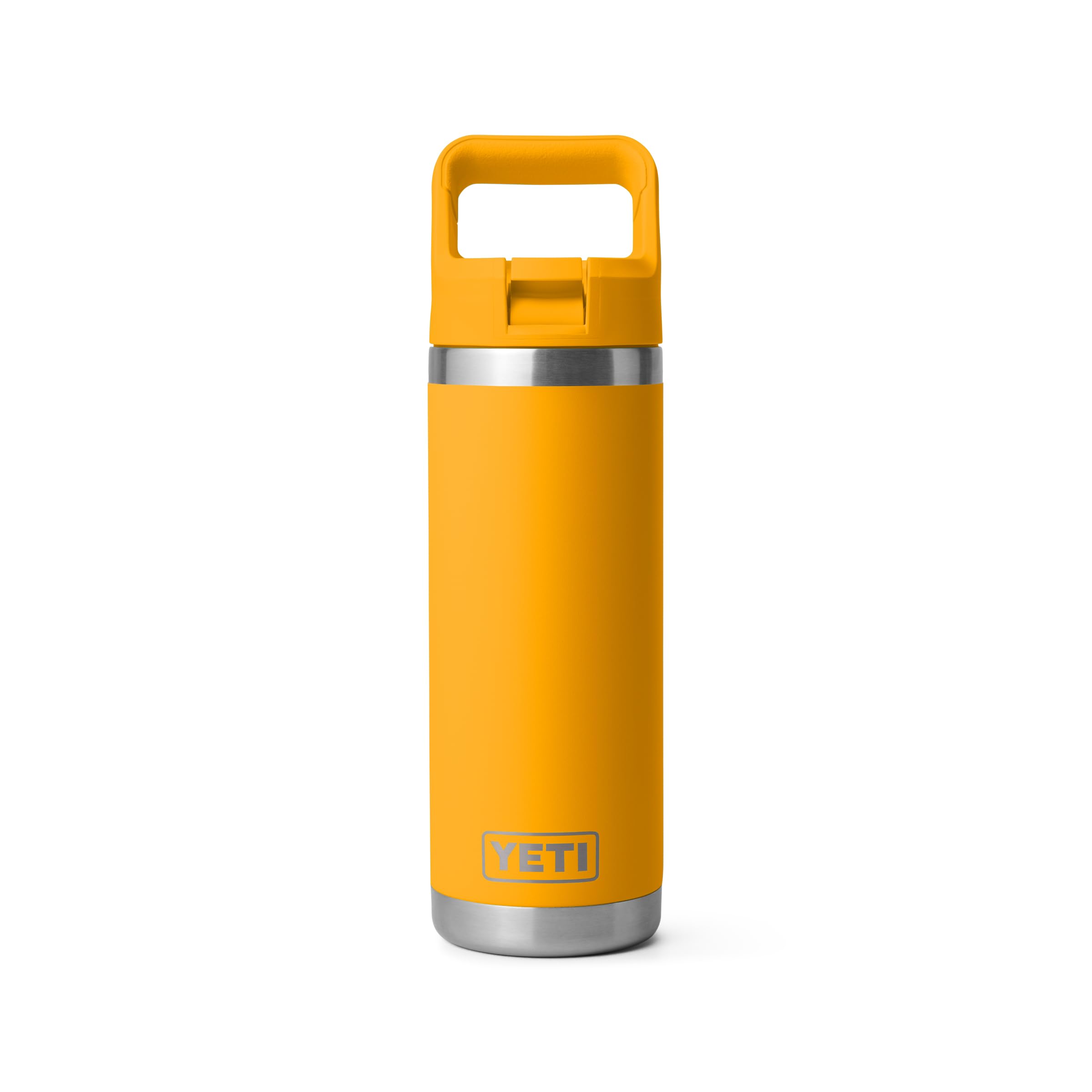 YETI Rambler 18 oz Bottle, Vacuum Insulated, Stainless Steel with Color Matching Straw Cap, Rescue Red