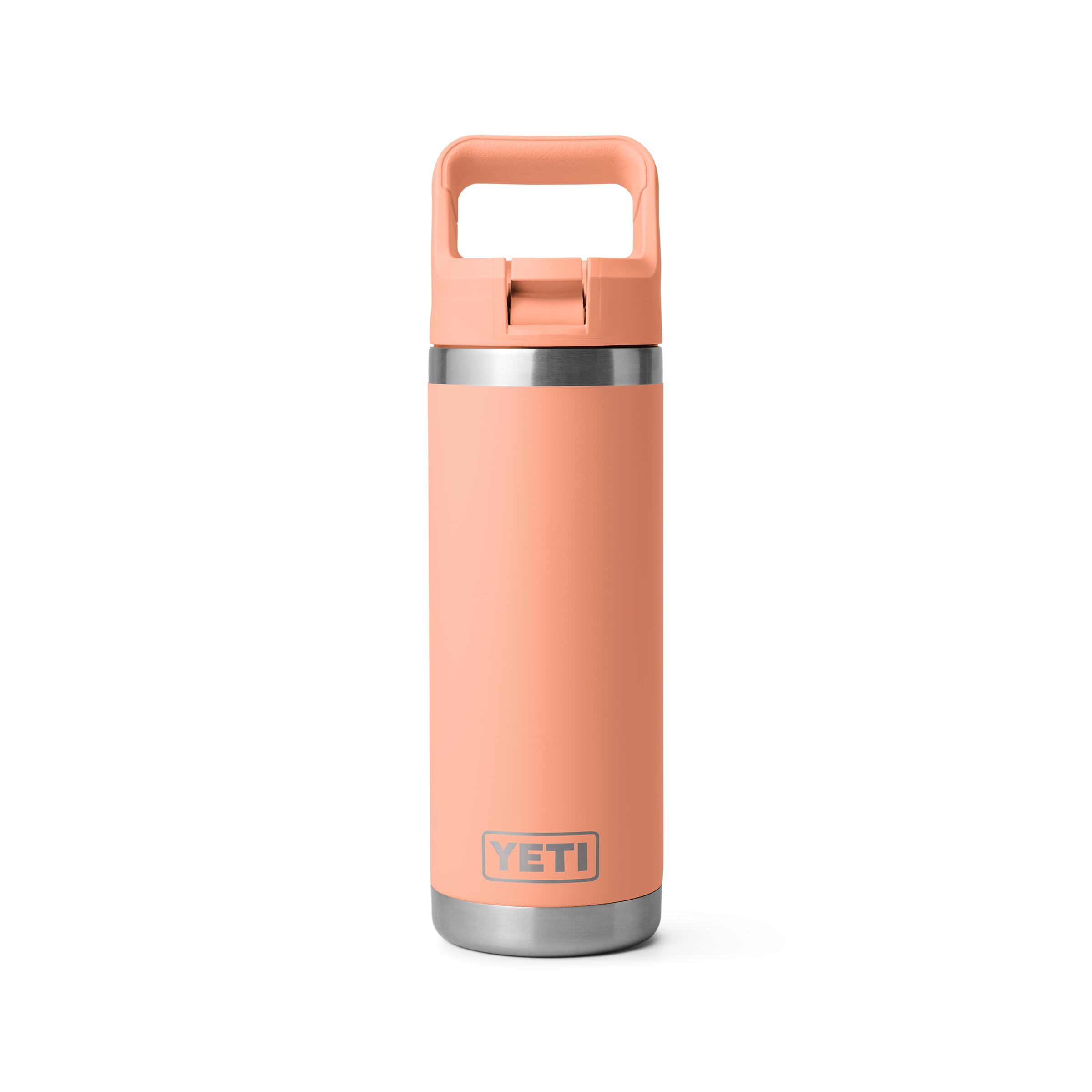 YETI Rambler 18 oz Bottle, Vacuum Insulated, Stainless Steel with Color Matching Straw Cap, Rescue Red
