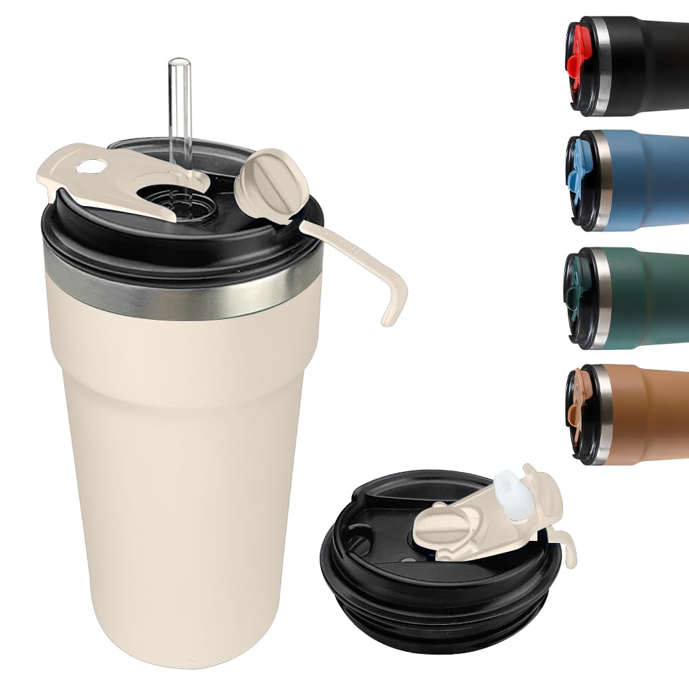 Travel coffee mugs leak-proof, reusable coffee cups with lids, stainless steel vacuum insulated coffee tumblers, thermal insulation cups for men & women keep drinks hot & cold(2nd-Green, 12OZ)