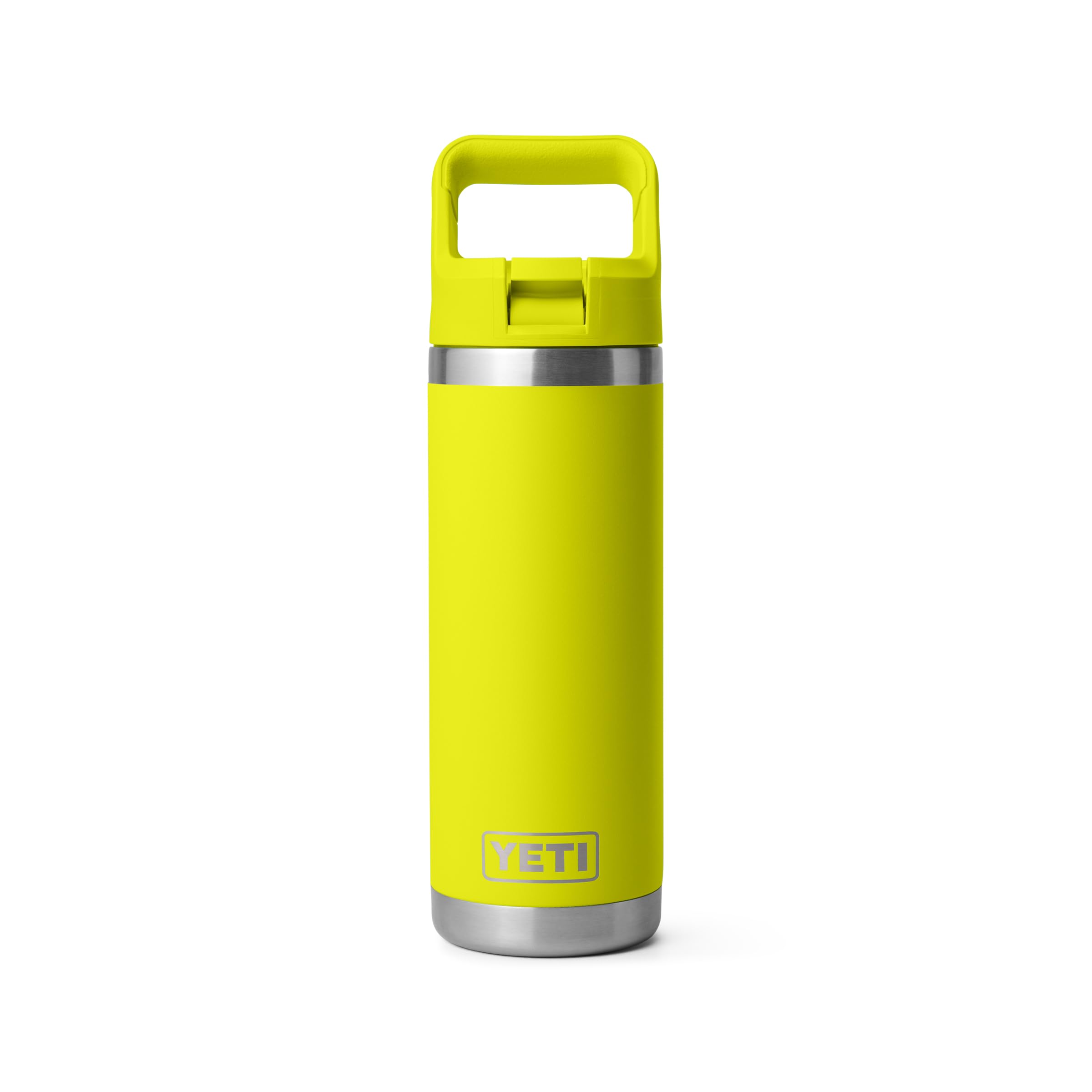 YETI Rambler 18 oz Bottle, Vacuum Insulated, Stainless Steel with Color Matching Straw Cap, Rescue Red