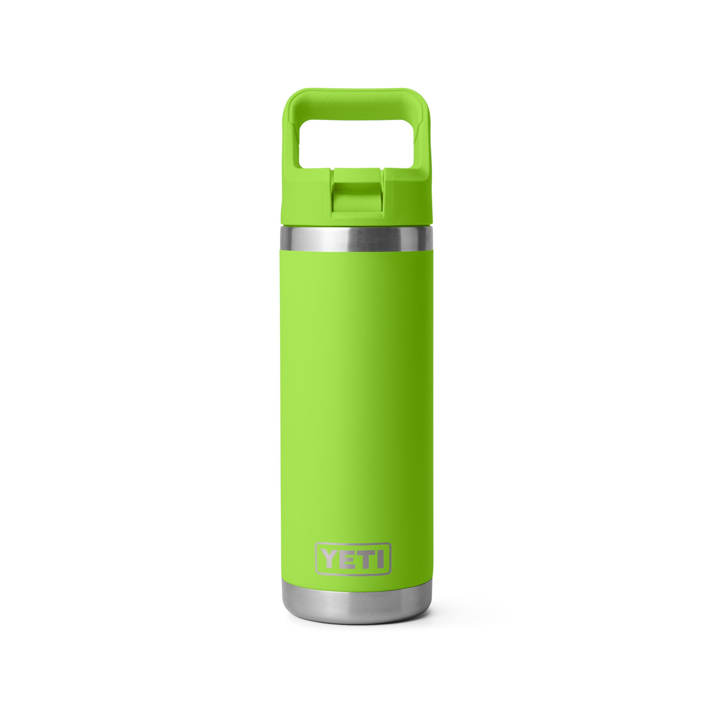 YETI Rambler 18 oz Bottle, Vacuum Insulated, Stainless Steel with Color Matching Straw Cap, Rescue Red