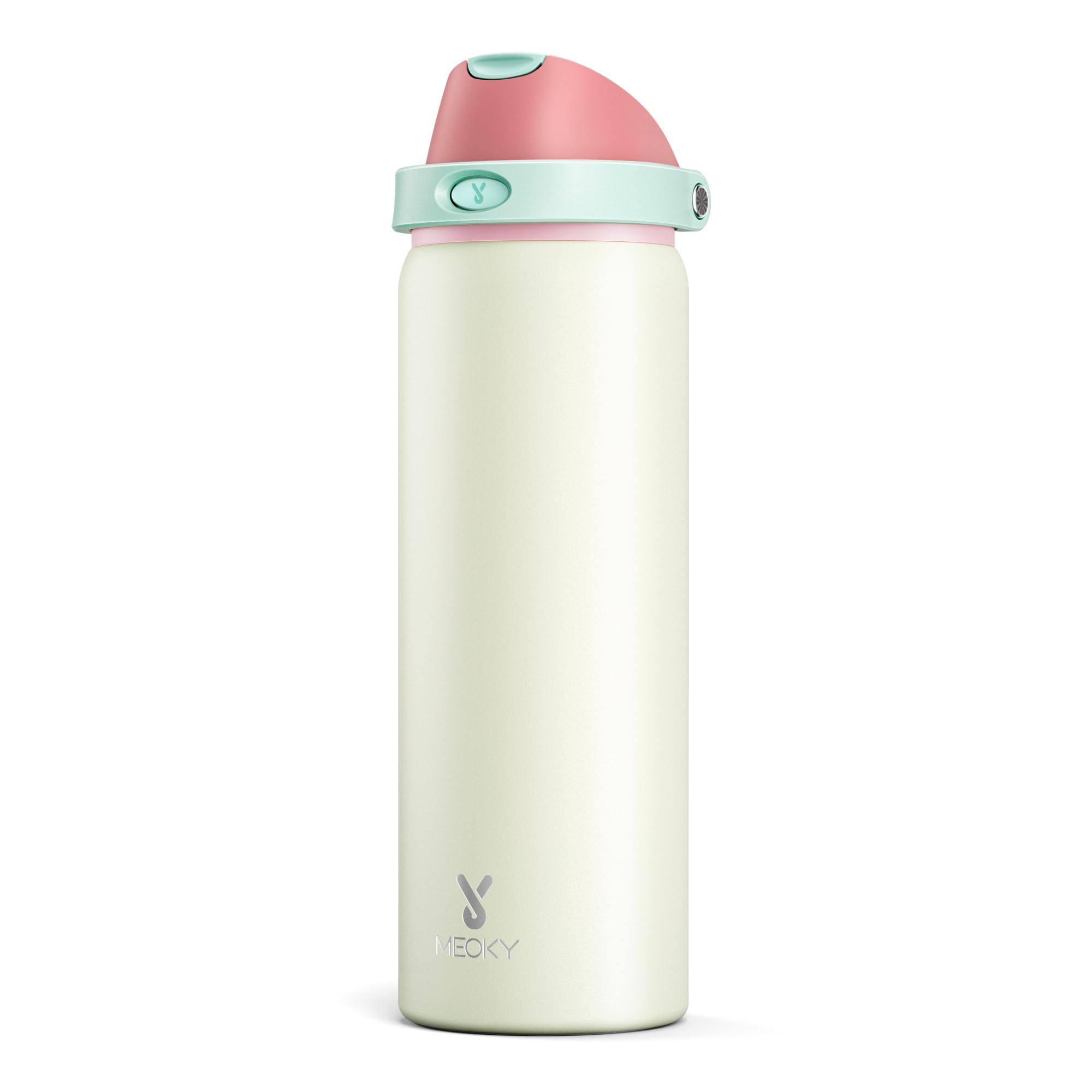 24 oz Insulated Water Bottle for Sports: Meoky Stainless Steel Water Bottle with 2-in-1 Straw and Spout Lid - Leak Proof, Cold for 24 Hours, Fits in Car Cup Holder, BPA-Free for Travel Gym, Night