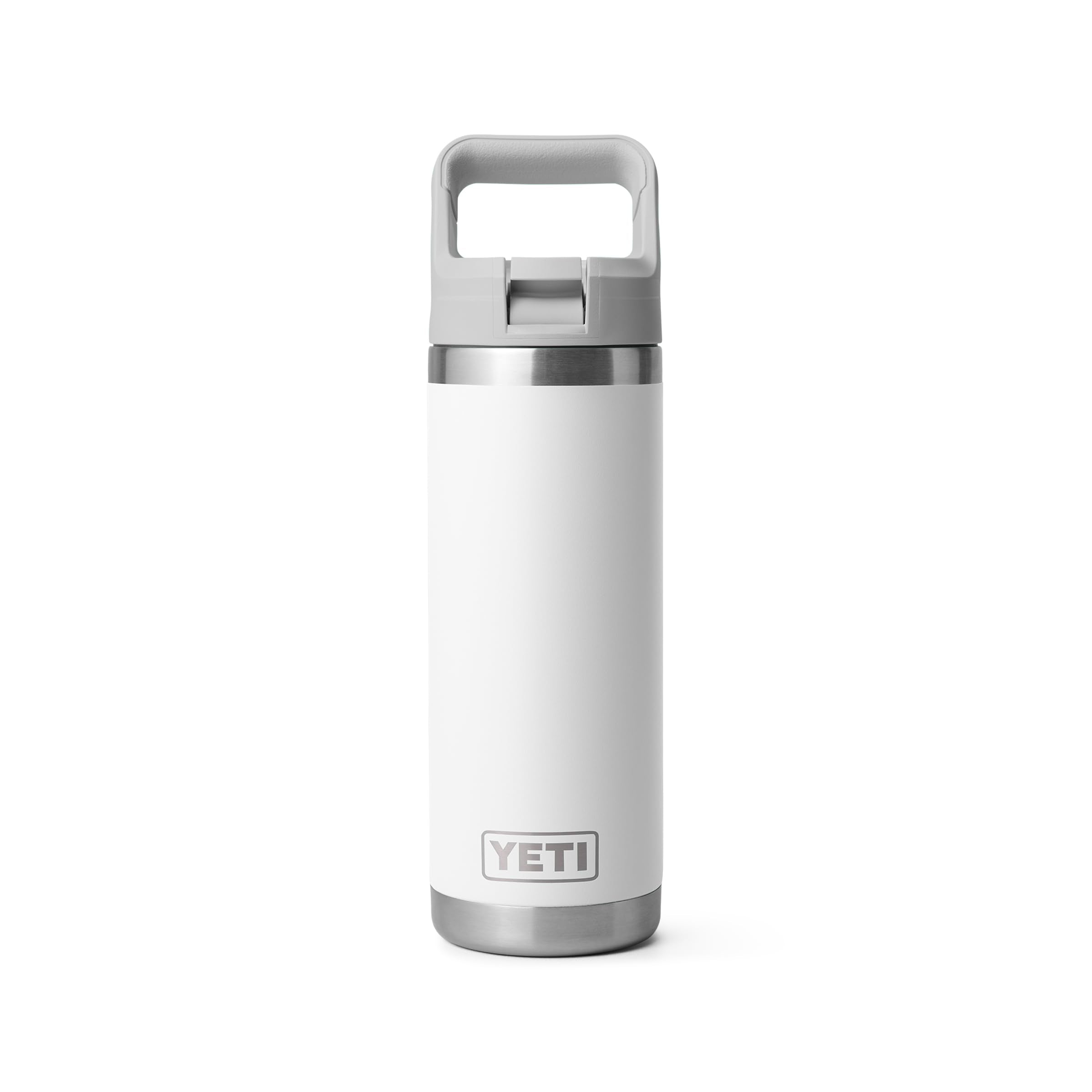 YETI Rambler 18 oz Bottle, Vacuum Insulated, Stainless Steel with Color Matching Straw Cap, Rescue Red