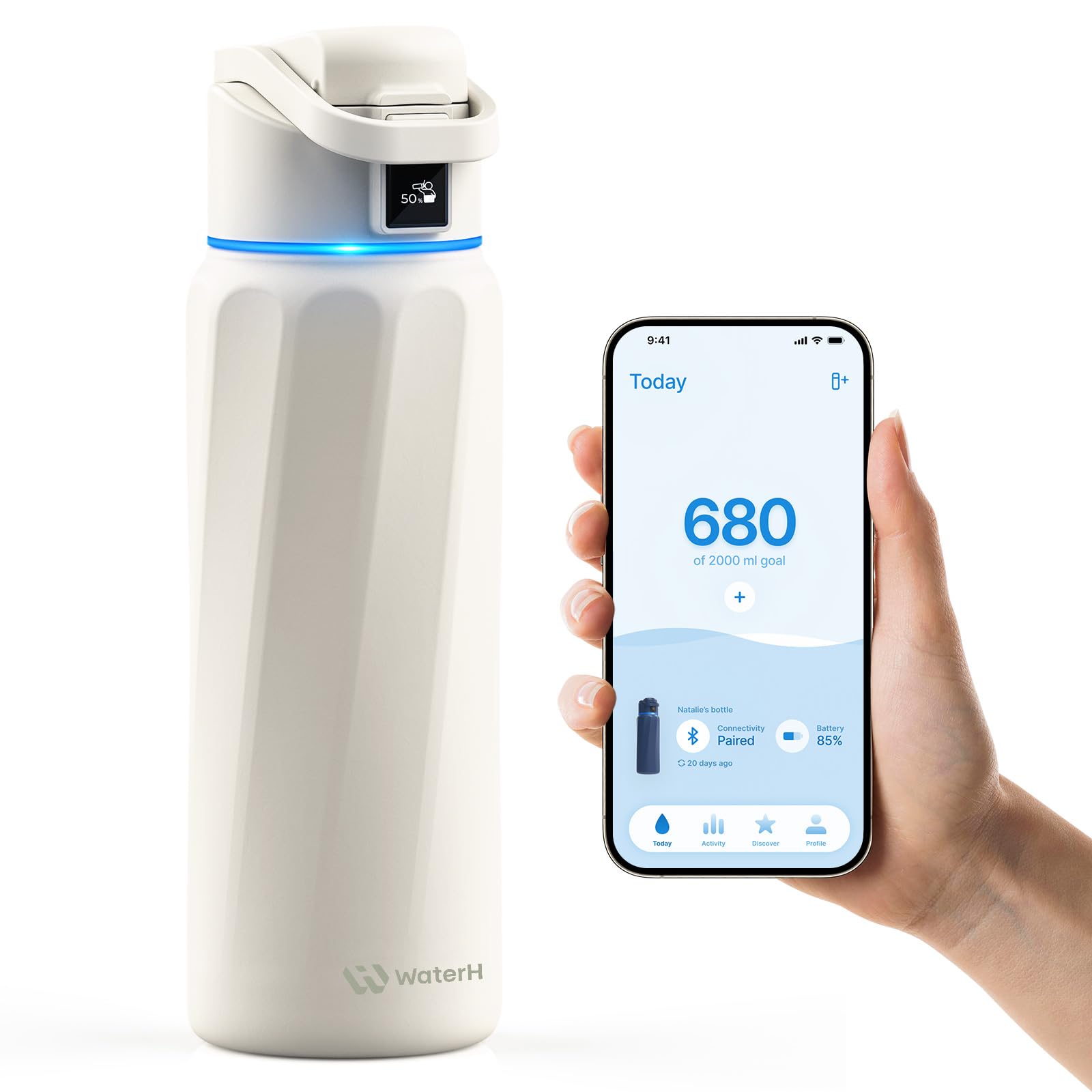 BOOST Smart Water Bottle with Reminder & Tracker, Double Wall Vacuum Insulated Bottles Stainless Steel, 32oz BPA-Free Wide Mouth for School, Gym, Office, Ideal for Mother's Day