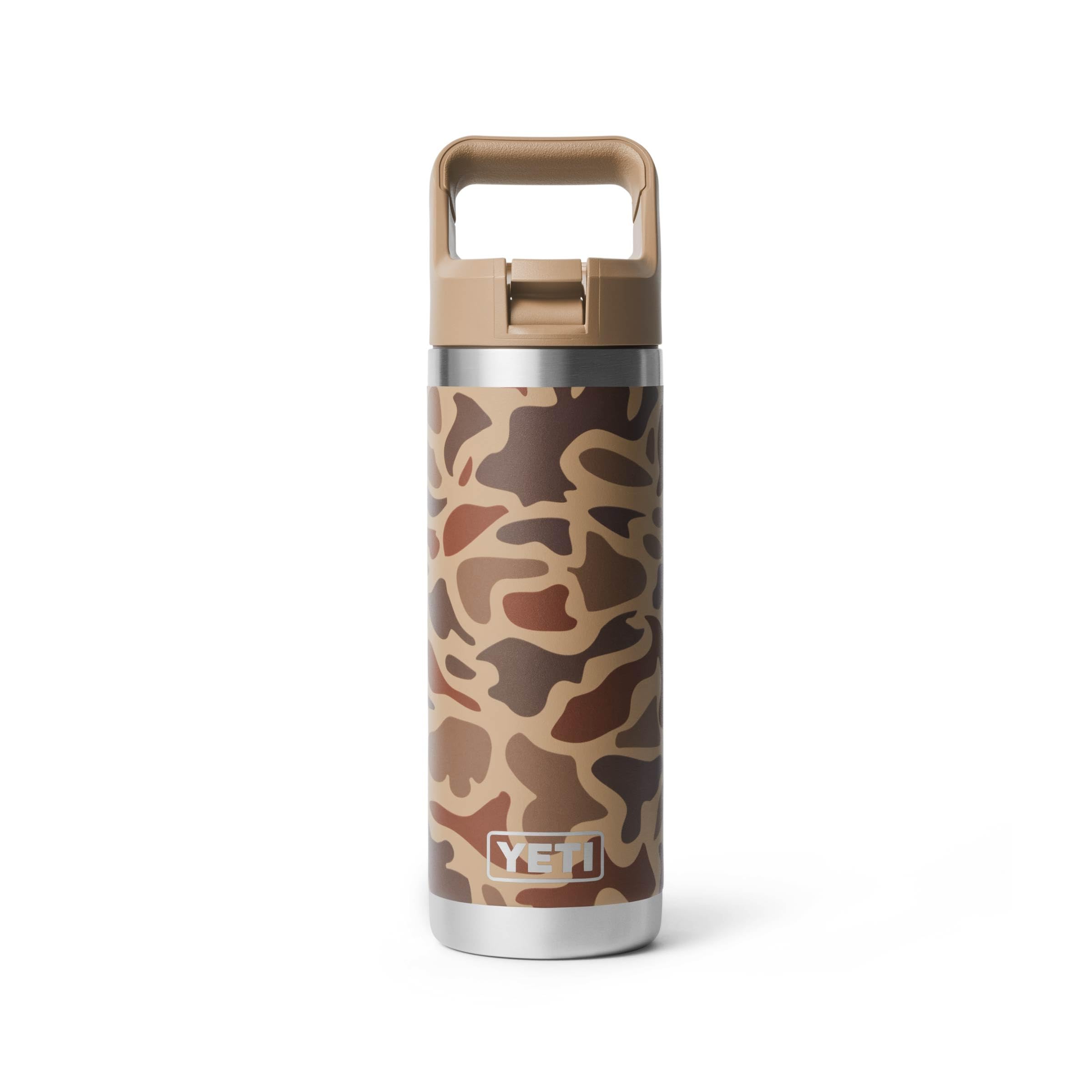 YETI Rambler 18 oz Bottle, Vacuum Insulated, Stainless Steel with Color Matching Straw Cap, Rescue Red