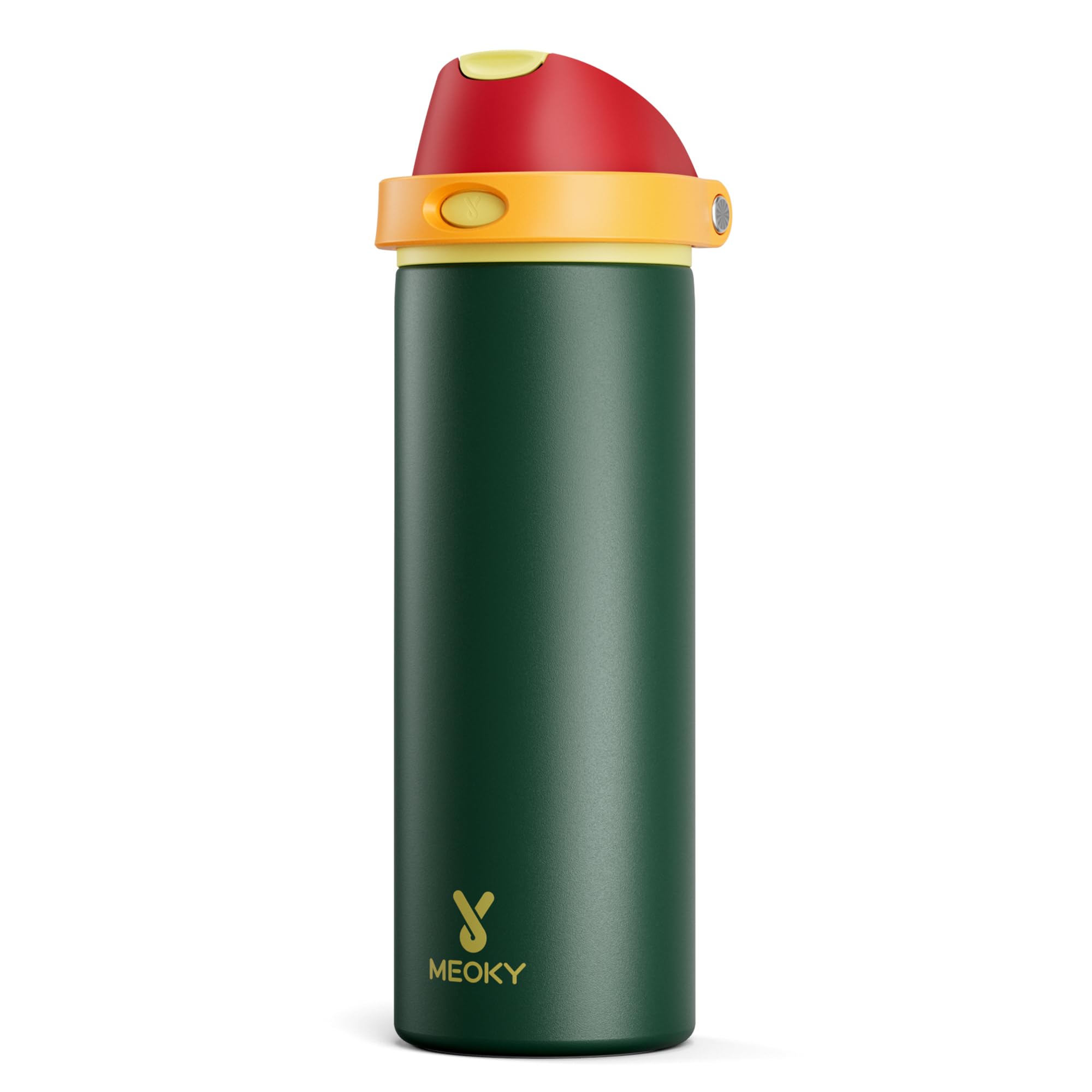 24 oz Insulated Water Bottle for Sports: Meoky Stainless Steel Water Bottle with 2-in-1 Straw and Spout Lid - Leak Proof, Cold for 24 Hours, Fits in Car Cup Holder, BPA-Free for Travel Gym, Night