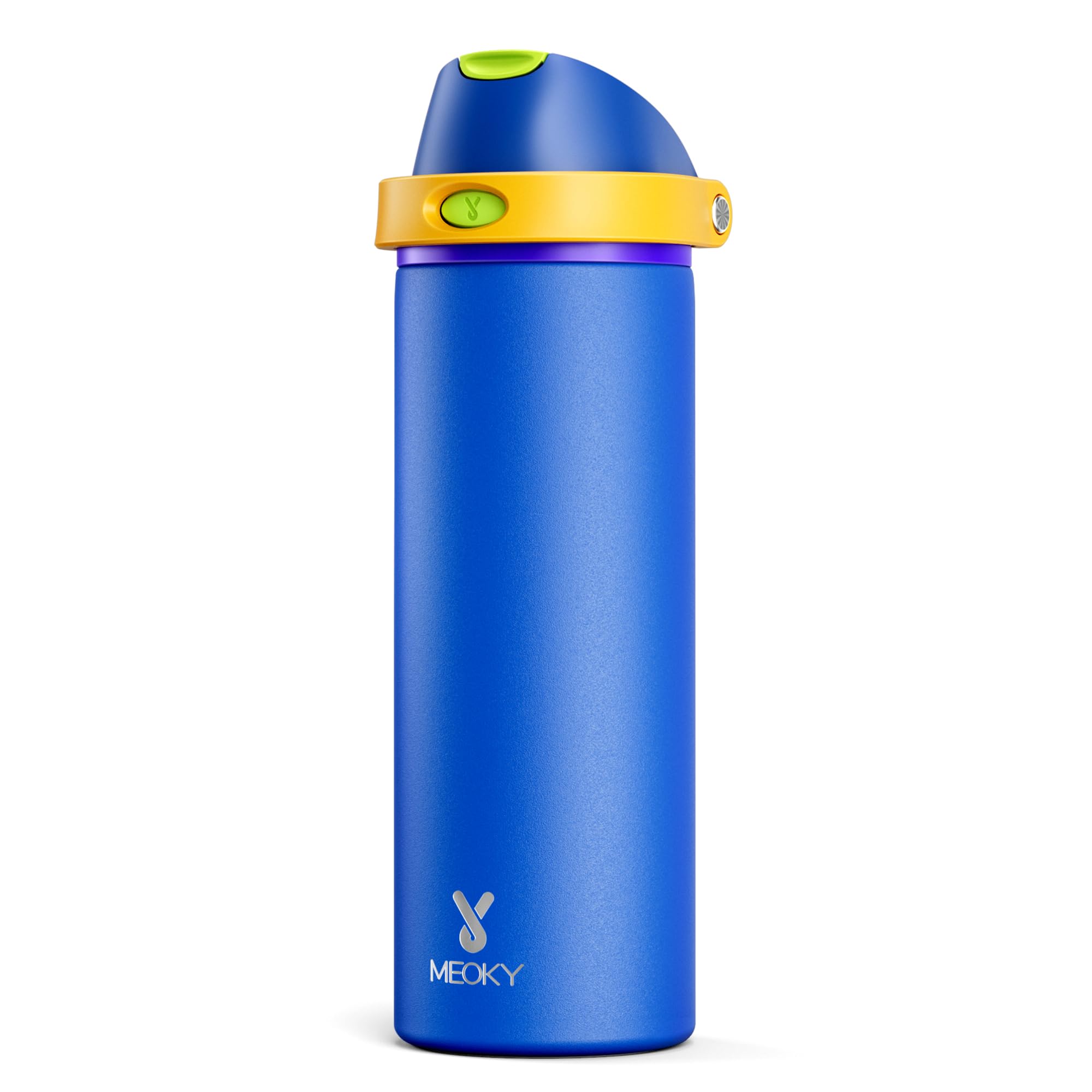 24 oz Insulated Water Bottle for Sports: Meoky Stainless Steel Water Bottle with 2-in-1 Straw and Spout Lid - Leak Proof, Cold for 24 Hours, Fits in Car Cup Holder, BPA-Free for Travel Gym, Night