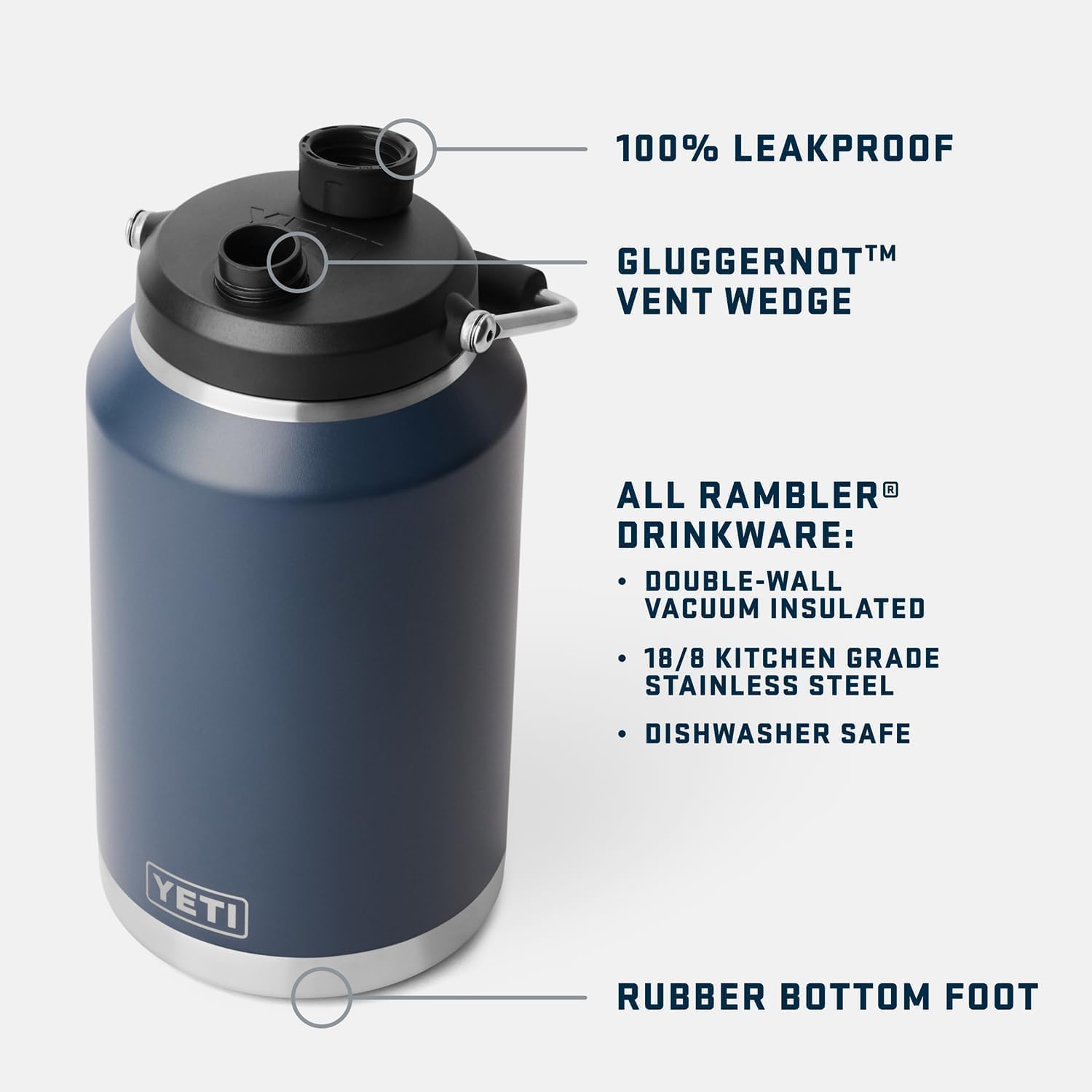 YETI Rambler Gallon Jug, Vacuum Insulated, Leakproof, Stainless Steel with MagCap
