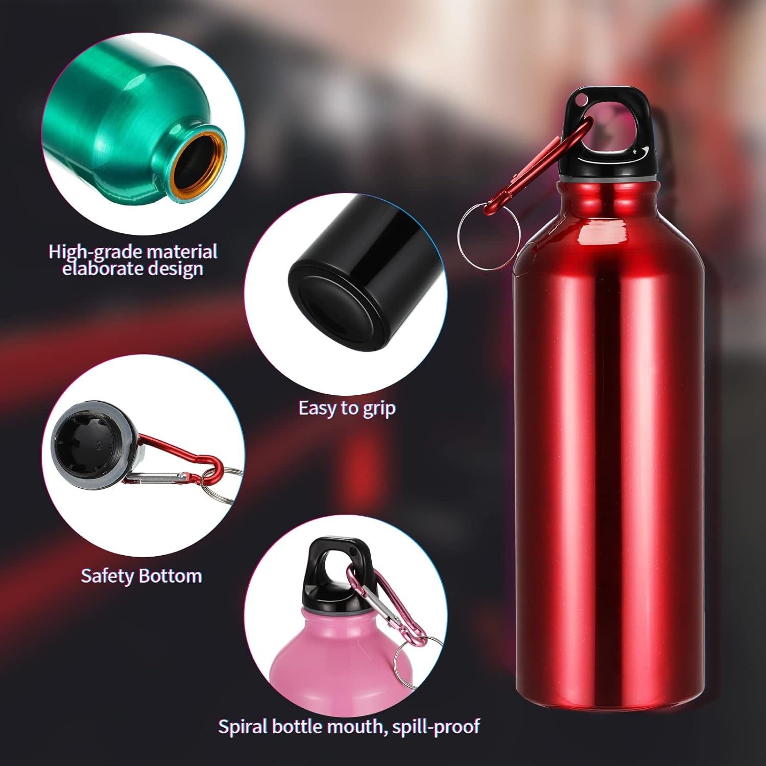 Yaomiao 36 Pcs Lightweight Aluminum Water Bottle Bulk 17 oz Leak Proof Bike Water Sports Bottles with Buckle and Twist Cap Team Reusable for Sports Gym Bicycle Camping (Fashion Tones)