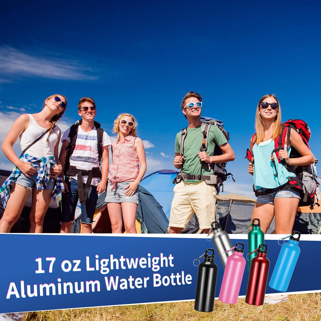 Yaomiao 36 Pcs Lightweight Aluminum Water Bottle Bulk 17 oz Leak Proof Bike Water Sports Bottles with Buckle and Twist Cap Team Reusable for Sports Gym Bicycle Camping (Fashion Tones)
