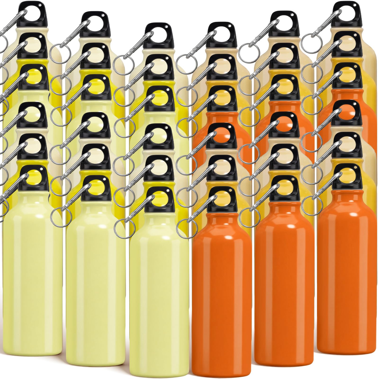 Yaomiao 36 Pcs Lightweight Aluminum Water Bottle Bulk 17 oz Leak Proof Bike Water Sports Bottles with Buckle and Twist Cap Team Reusable for Sports Gym Bicycle Camping (Fashion Tones)